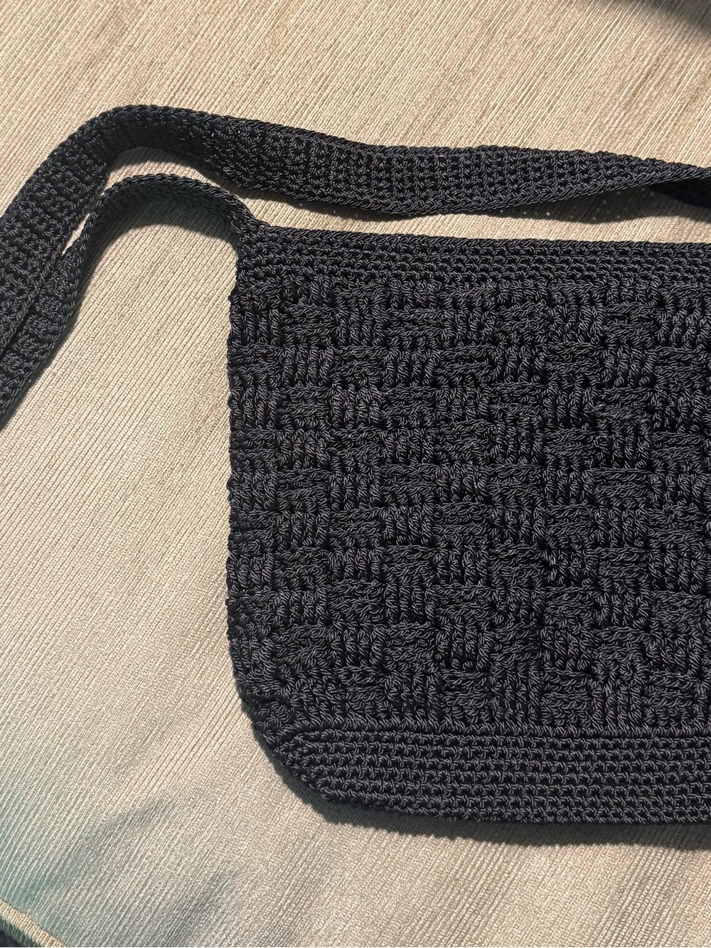 Laura Ashley Vintage Black Crochet Crossbody Bag, like new condition